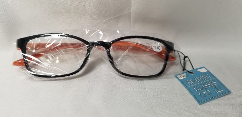 Photo 4 of +1.50 BLACK AND ORANGE BAND READING GLASSES BIFOCAL STYLE NEW