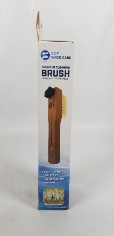 Photo 4 of PREMIUM CLEANING SHOE CARE BRUSH, DUAL SIDED BRUSH WITH FIRM AND SOFT BRISTLES WOOD HANDLE 1.15 X 2 X 6 INCHES NEW