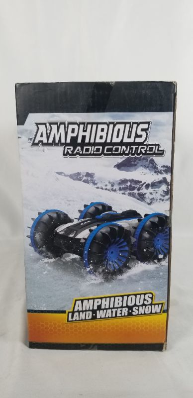 Photo 5 of Amphibious RC Stunt Car 2.4Ghz 4WD Water and Land Remote Control Boat Truck Monster Double Sided Rotate, 360 Degree Spinning and Flips Land Waterproof Electric Car Toy for Boys & Girls (Blue)