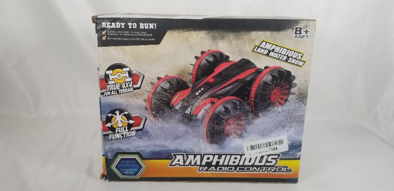 Photo 5 of Amphibious RC Stunt Car 2.4Ghz 4WD Water and Land Remote Control Boat Truck Monster Double Sided Rotate, 360 Degree Spinning and Flips Land Waterproof Electric Car Toy for Boys & Girls (Red)