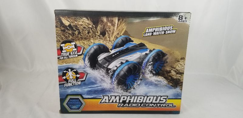 Photo 6 of Amphibious RC Stunt Car 2.4Ghz 4WD Water and Land Remote Control Boat Truck Monster Double Sided Rotate, 360 Degree Spinning and Flips Land Waterproof Electric Car Toy for Boys & Girls (Red)
