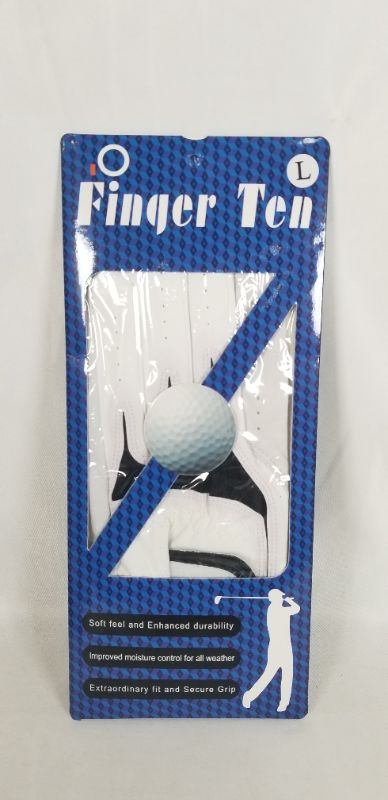 Photo 1 of Finger Ten Golf Glove White Size Large Soft And Enhanced Durability Improved Moisture Control For All Weather New