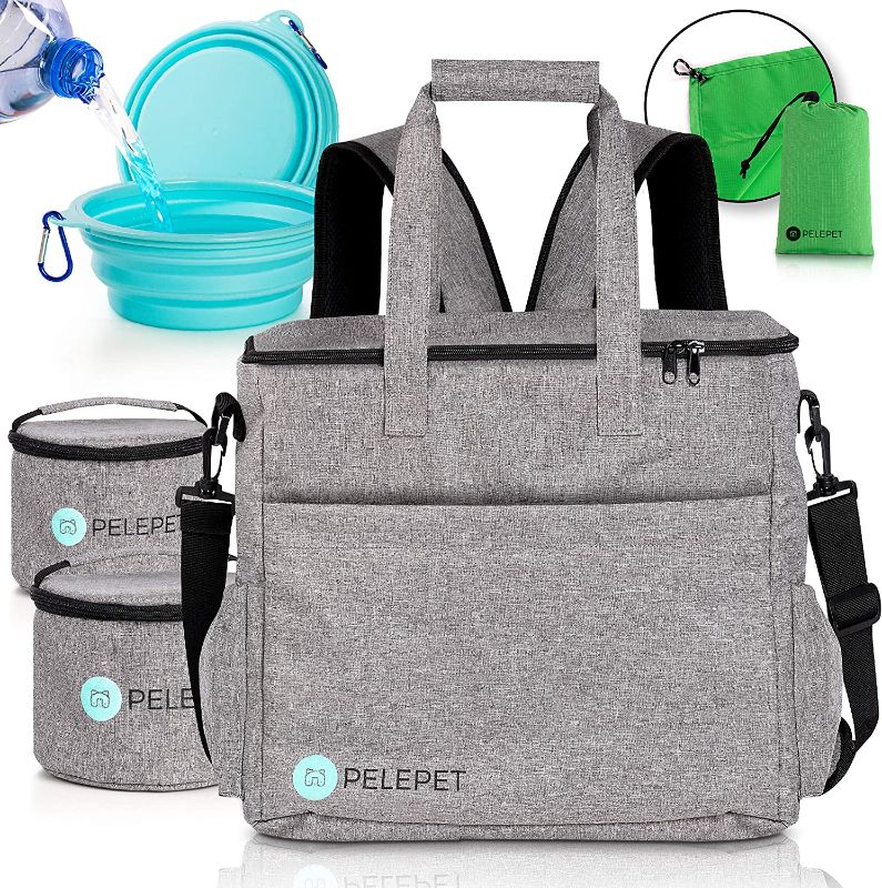 Photo 1 of PELEPET TRAVEL BAG FOR DOGS SMALL MEDIUM LARGE 3 IN 1 WEEKENDER BACKPACK CROSSOVER OR HANDHELD INCLUDES 2 SILICONE COLLAPSIBLE BOWLS 2 FOOD CONTAINERS 1 WATERPROOF BLANKET NEW 