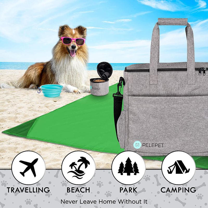 Photo 2 of PELEPET TRAVEL BAG FOR DOGS SMALL MEDIUM LARGE 3 IN 1 WEEKENDER BACKPACK CROSSOVER OR HANDHELD INCLUDES 2 SILICONE COLLAPSIBLE BOWLS 2 FOOD CONTAINERS 1 WATERPROOF BLANKET NEW 