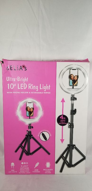 Photo 4 of Ultra-Bright 10" LED Ring Light with Phone Holder and Extendable Tripod Perfect for Bedroom Décor Has Beautiful Lighting