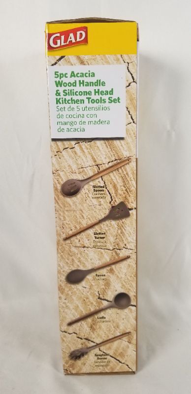 Photo 2 of 5 PIECE KITCHEN TOOL SET ACACIA WOOD HANDLE AND SILICONE HEAD NEW