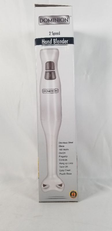 Photo 2 of Dominion Electric Multi Purpose Immersion Stick Hand Blender, Powerful 180 Watt Ice Crushing 2-Speed Control One Hand Mixer, Removable Blending Stick for Easy Cleaning, White