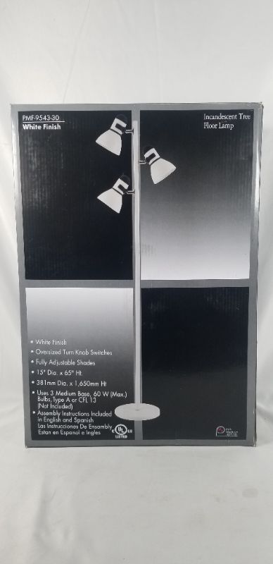 Photo 1 of INCANDESCENT TREE FLOOR LAMP WITH OVERSIZED TURNING KNOB SWITCHES WHITE FINISH  NEW
