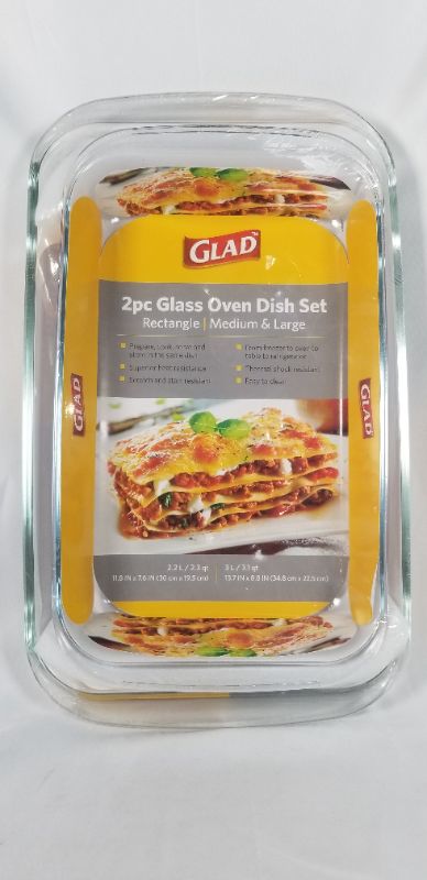 Photo 1 of 2 PIECE MEDIUM AND LARGE RECTANGLE GLASS OVEN  DISH SET TAKE YOUR DISH FROM FREZZER TO OVEN TO TABLE TO REFRIGERATOR NEW