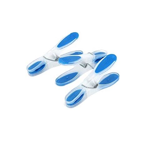 Photo 1 of Clorox Plastic Non-Slip Clothespins – Pack of 24 | Soft Touch Rubber Grip Ends | Wide Open Sturdy Clips for Line Drying Laundry and Securing Snack Bags, 24 Pack, Blue White