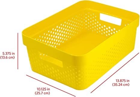 Photo 2 of  YELLOW 2 GALLON STORAGE BASKET 13.875 10.125 x 5.375 INCHES NEW 