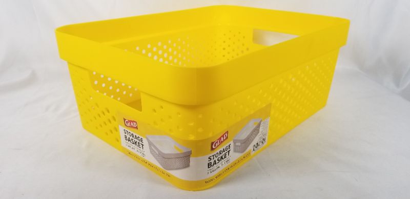 Photo 3 of  YELLOW 2 GALLON STORAGE BASKET 13.875 10.125 x 5.375 INCHES NEW 