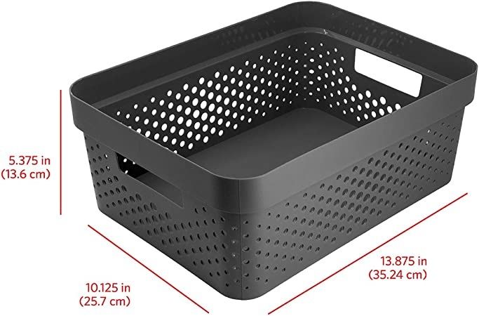 Photo 3 of GRAY 2 GALLON STORAGE BASKET 13.875 10.125 x 5.375 INCHES NEW