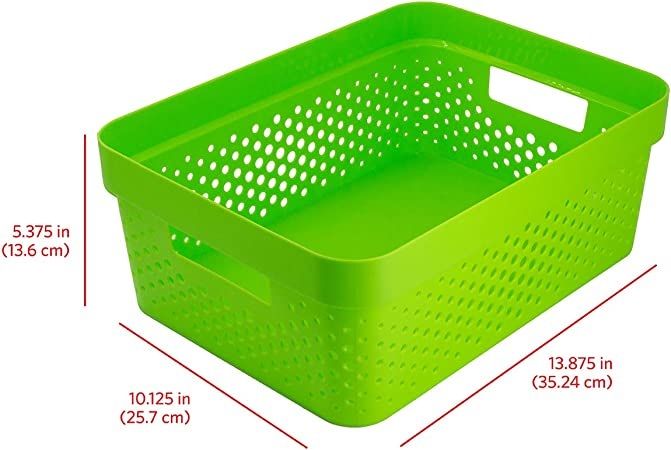 Photo 2 of GREEN 2 GALLON STORAGE BASKET 13.875 10.125 x 5.375 INCHES NEW