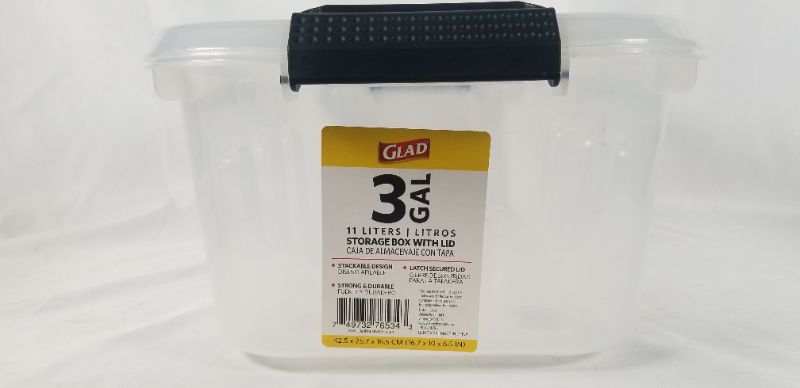 Photo 1 of 3 GALLON CLEAR STORAGE CONTAINER WITH LID 16.7 X 10 X 6.5 INCHES NEW
