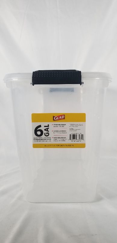 Photo 1 of 6 GALLON CLEAR STORAGE CONTAINER WITH LID 16.7  10 X 12.5 INCHES NEW
