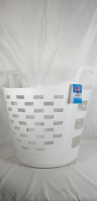 Photo 2 of White Flexible Laundry Basket - Plastic Hamper for Clothes, Bedroom, and Storage - Portable Round Bin with Carry Handles New