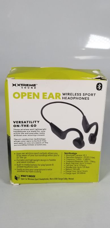 Photo 2 of OPEN EAR WIRELESS SPORT HEADPHONES
XXTREME SOUND COLOR BLACK NEW