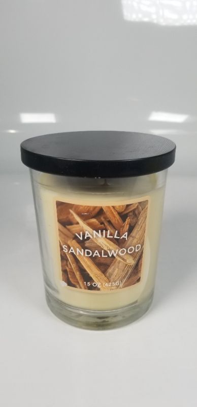 Photo 1 of VANILLA SANDALWOOD SCENTED 2 WICK 15OZ WAX CANDLE NEW