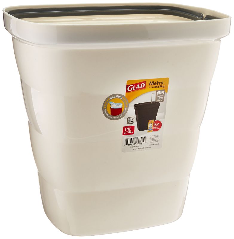 Photo 1 of Black Metro Plastic Waste Bin – 14L, Rectangle with Bag Ring New