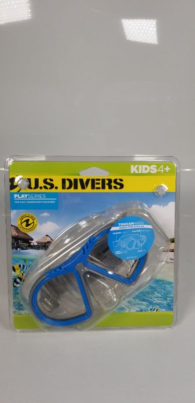 Photo 2 of U.S. Divers Toucan Kid Mask for Ages 4-6 - Shatter Resistant, Anti-fog Coated, Clear Lens, Leak Free, Easy Adjust Comfortable Fabric Strap, (Blue)