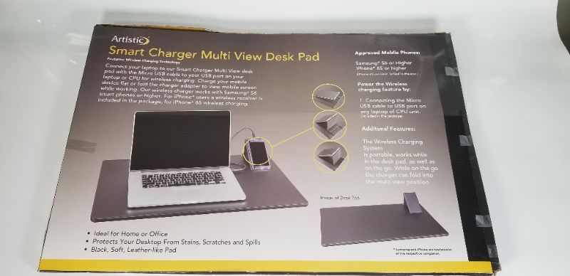 Photo 2 of Artistic ART955262 Smart Charger Multi View Desk Pad, 25 1/2 x 17 1/4, Black, Faux Leather