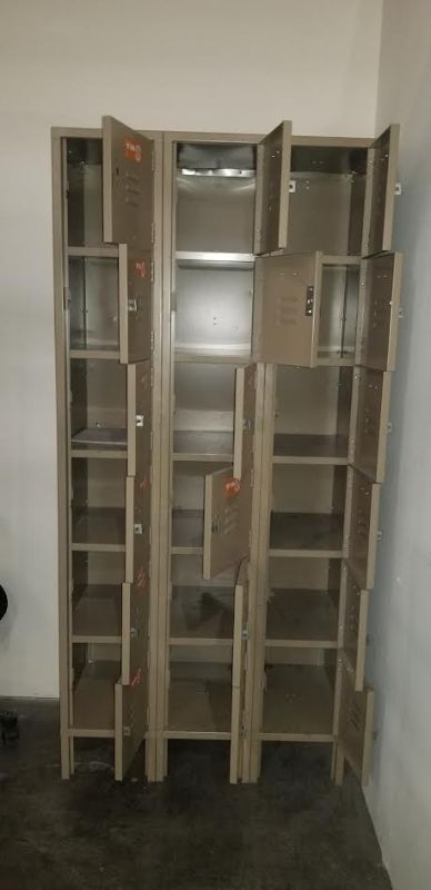 Photo 3 of 6- TIER 18 DOOR TAN LOCKER 36L X 18 W X  78H INCHES USED