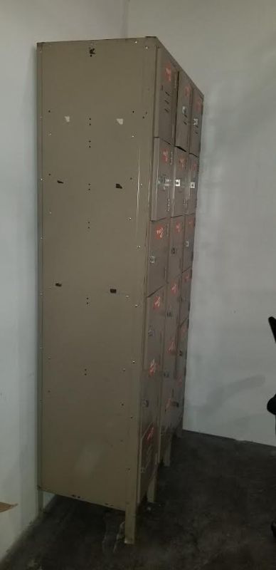 Photo 4 of 6- TIER 18 DOOR TAN LOCKER 36L X 18 W X  78H INCHES USED