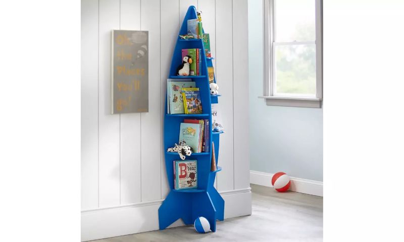 Photo 1 of Blue Rocket Shaped Kids Bookcase Storage 23.5 x 12 x66H inches NEW