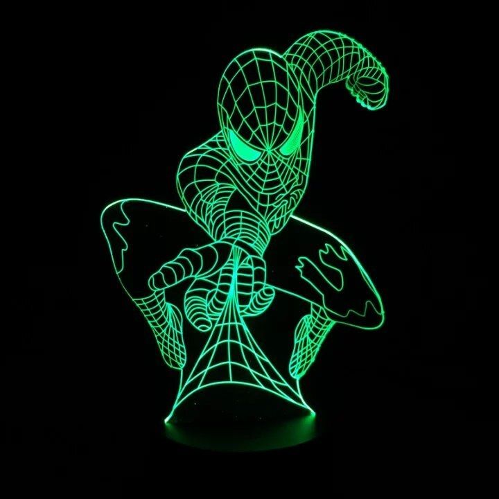 Photo 1 of SPIDERMAN WIRELESS 3D OPTICAL ILLUSION NIGHT LIGHT 16 COLORS 2 MODES DOESN'T OVERHEAT USES 3 AA BATTERIES OR CHARGE WITH USB NEW 