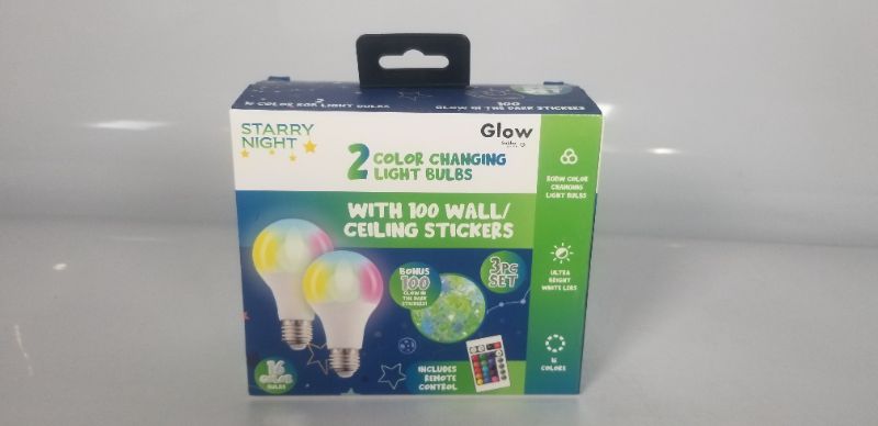 Photo 1 of 2 color changing light bulbs with 100 wall glow in the dark ceiling stickers new