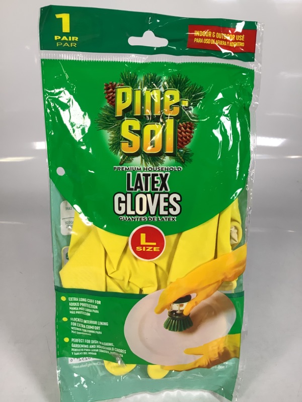 Photo 1 of 1 PAIR PREMIUM HOUSEHOLD LATEX GLOVES SIZE L INDOOR AND OUTDOOR USE