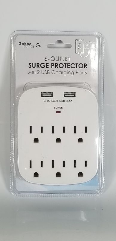 Photo 1 of  6 Outlet Surge Protector with 2 USB Charging Ports Power Adapters NEW