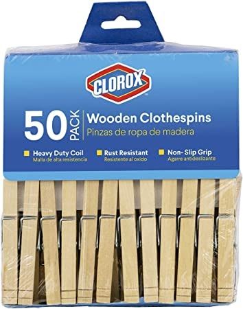 Photo 2 of 50 PACK WOODEN CLOTHESPINS HEAVY DUTY COIL RUST RESISTANT NON SLIP GRIP NEW