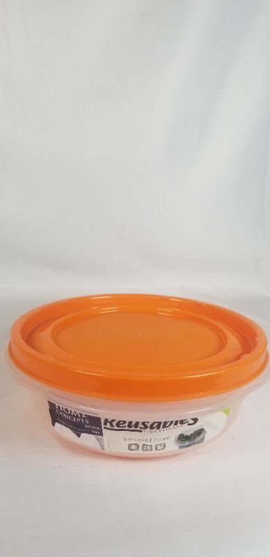 Photo 2 of 3.1 CUP RESUSABLE ROUND FOOD STORAGE CLEAR WITH ORANGE LID NEW