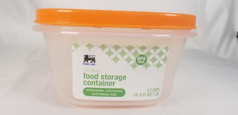 Photo 3 of 5.2 CUP RESUSABLE SQUARE FOOD STORAGE CLEAR WITH ORANGE LID NEW
