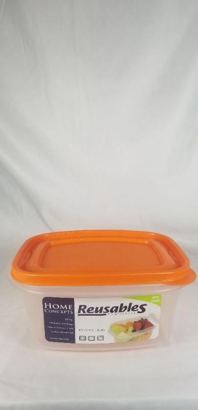 Photo 1 of 10 CUP RESUSABLE FOOD STORAGE CLEAR WITH ORANGE LID NEW