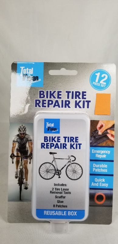 Photo 1 of 12 PIECE BIKE TIRE REPAIR KIT INCLUDES 2 TIRE LEVER, REMOVAL TOOLS, SCUFFER, GLUE, AND 8 PATCHES  NEW  