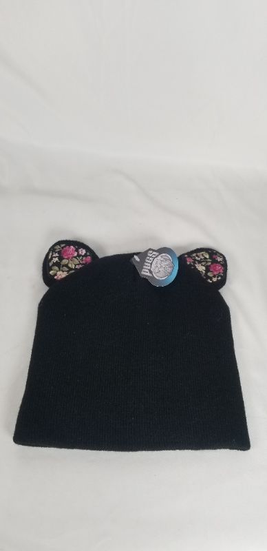 Photo 1 of BLACK BEANIE WITH FLORAL EAR DESIGN NEW