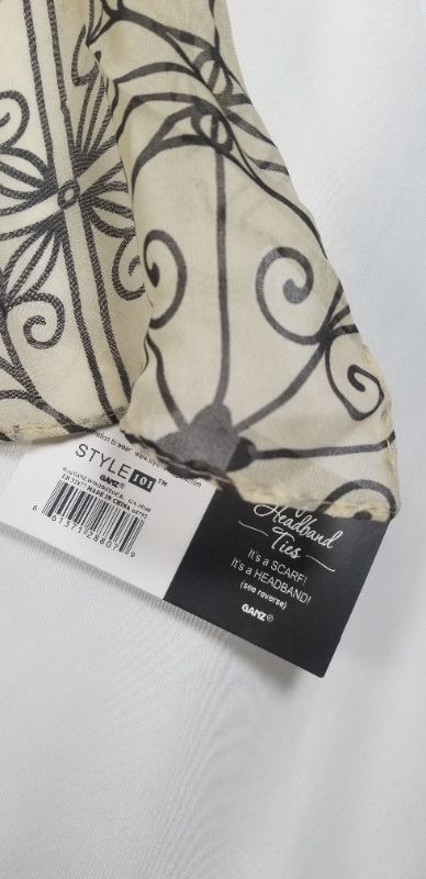 Photo 2 of TAN/BLACK GANZ STYLE SCARF AND HEADBAND TIES 100 PERCENT POLYESTER NEW 