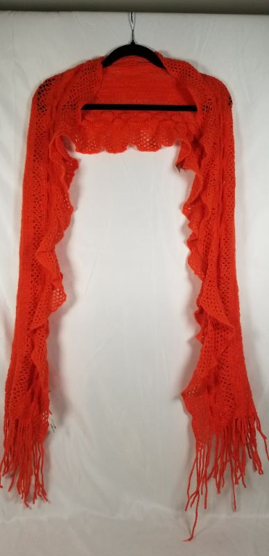 Photo 2 of FAN CLUB RUFFLE RED ORANGE SCARF 100 PERECNT ACRYLIC NEW