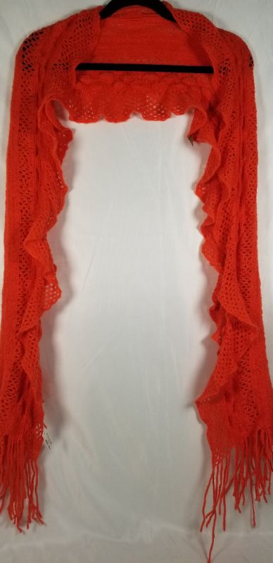 Photo 1 of FAN CLUB RUFFLE RED ORANGE SCARF 100 PERECNT ACRYLIC NEW