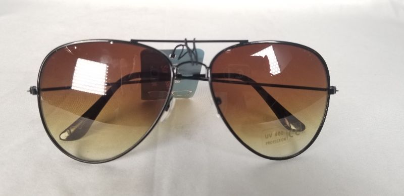 Photo 2 of METAL BLACK BAND WITH BROWNISH LENS  AVIATOR SUNGLASSES  PROTECTS UP TO 400UV NEW