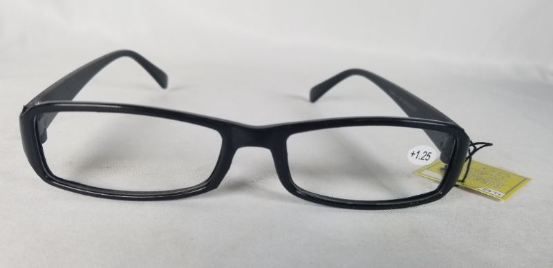 Photo 1 of +1.25 READING GLASSES BLACK COLORED RECTANGLE STYLE NEW