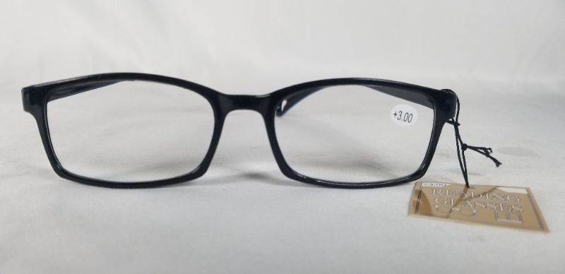 Photo 1 of +3.00 READING GLASSES BLACK COLORED RECTANGLE STYLE NEW
