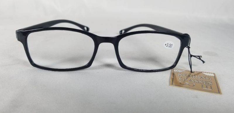 Photo 2 of +3.00 READING GLASSES BLACK COLORED RECTANGLE STYLE NEW