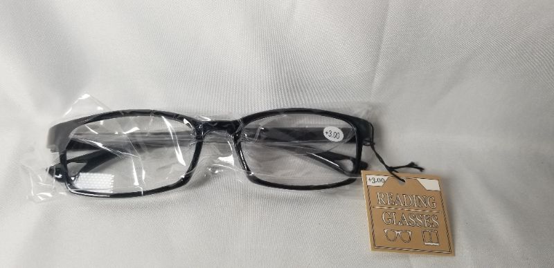 Photo 3 of +3.00 READING GLASSES BLACK COLORED RECTANGLE STYLE NEW