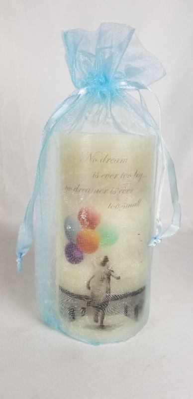 Photo 1 of  "NO DREAM IS EVER TO BIG... NO DREAMER IS EVER TOO SMALL" LED FLAMELESS CANDLE 3D X 6H INCHES NEW