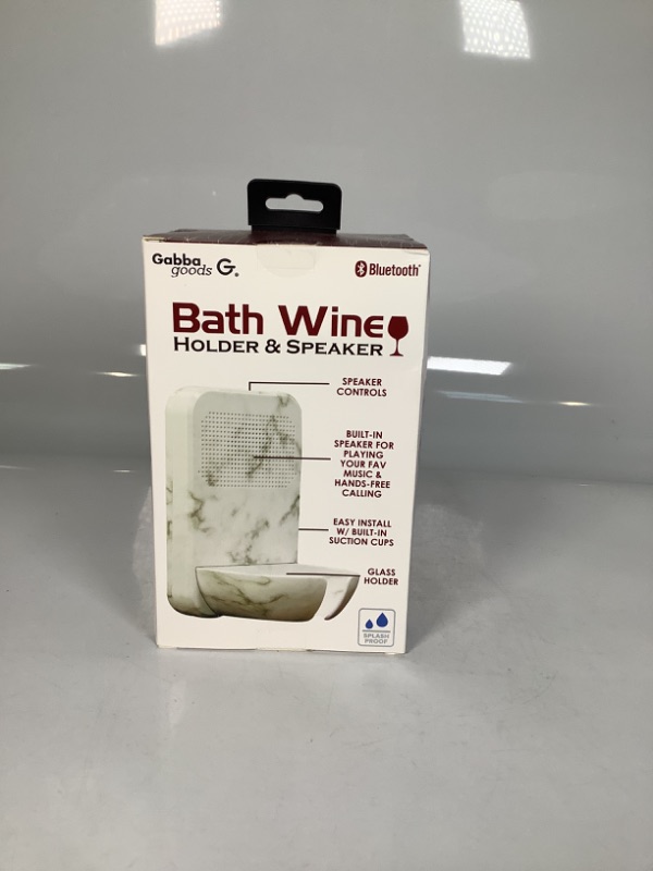 Photo 3 of  Premium Bluetooth 5.0 Wireless Portable Shower/Bath Water Resistant Wine Glass Holder & Speaker with Built in Microphone White new