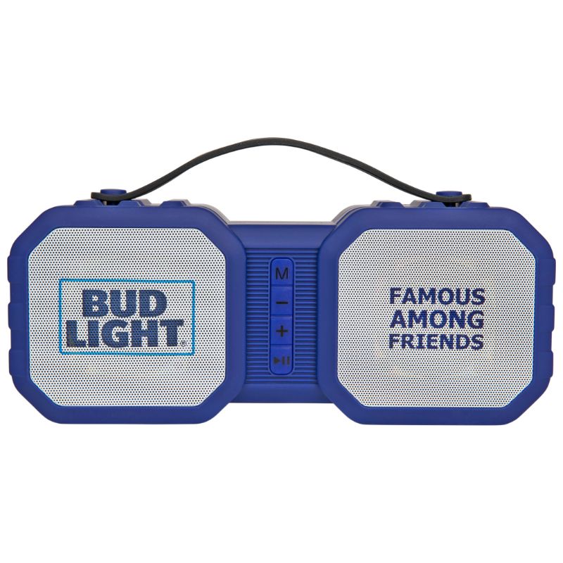 Photo 1 of BUD LIGHT RUGGED SPEAKER WITH PHONE HOLDER WATER RESISTANT, BLUETOOTH COLOR BLUE NEW 